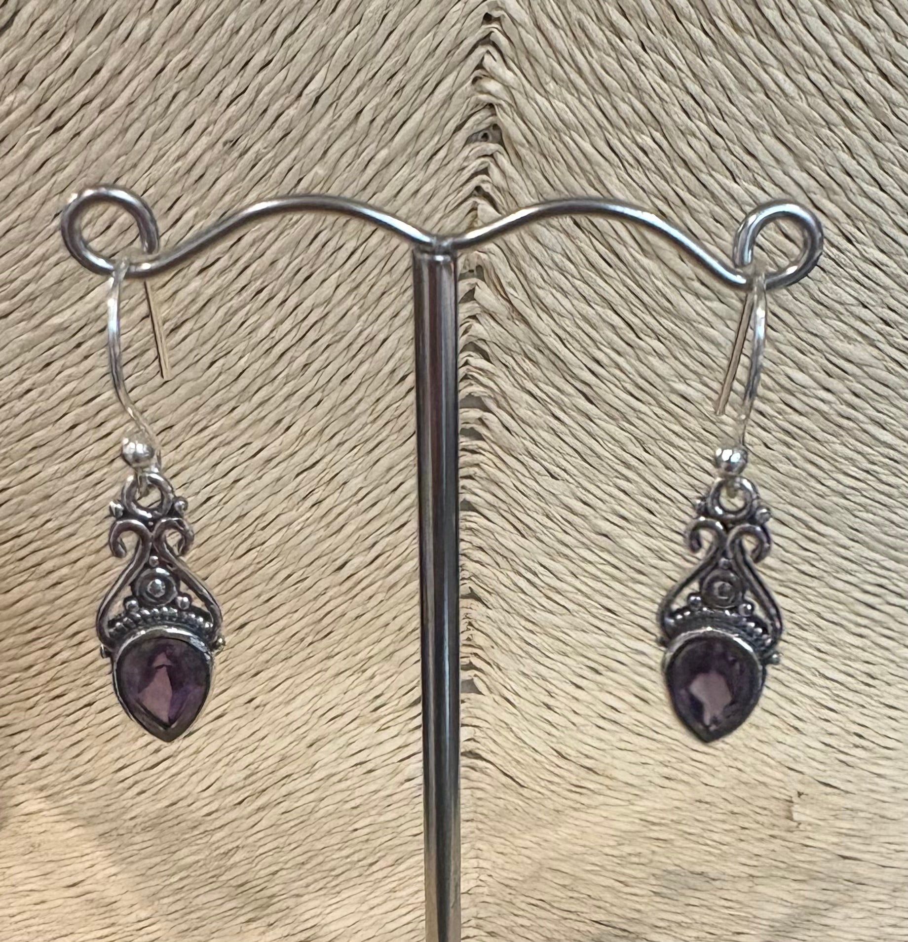 Amethyst Filagree Silver Earrings