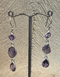 3 Stone Amethyst Drop Earrings