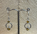 Double Citrine with Silver Hoop Earrings