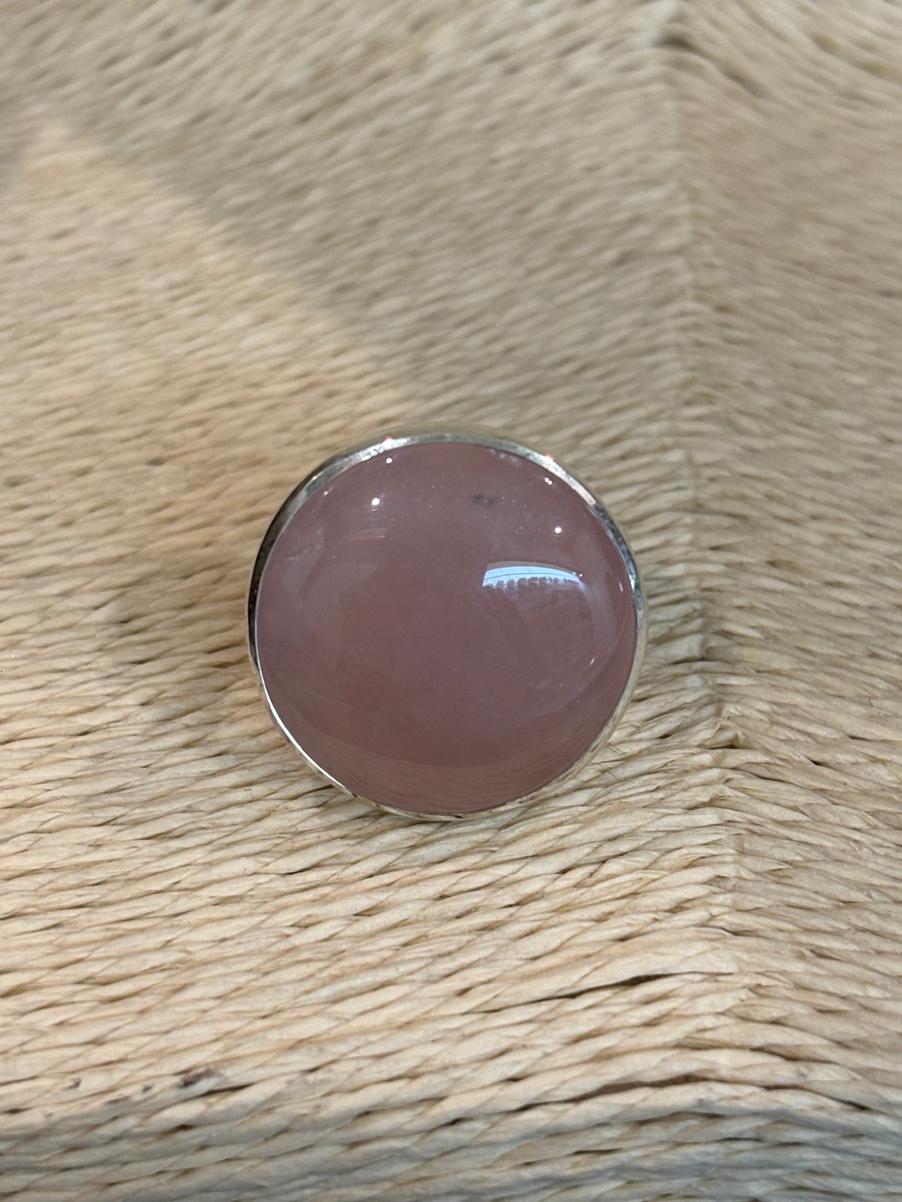 Round Rose Quartz Ring