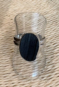 Black Tourmaline Round Rough Ring