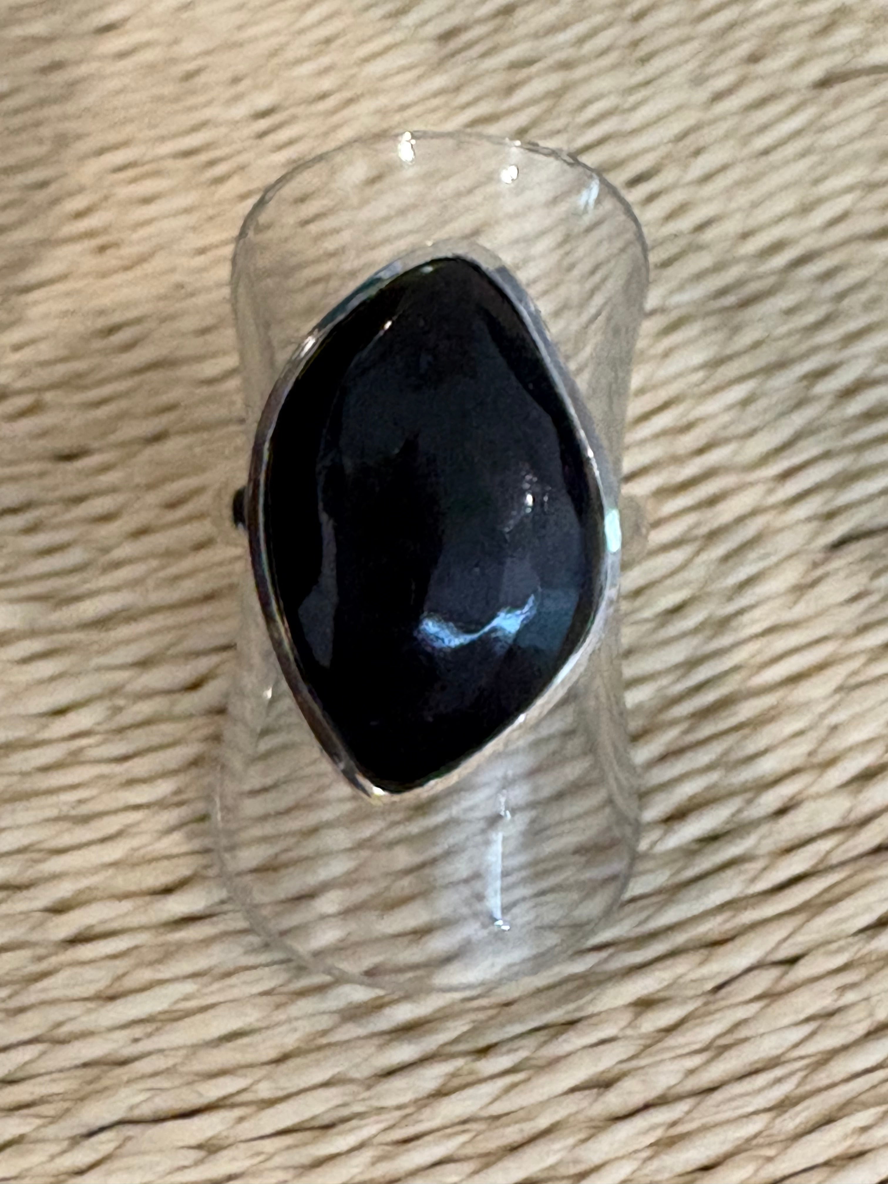 Black Tourmaline Faceted Ring
