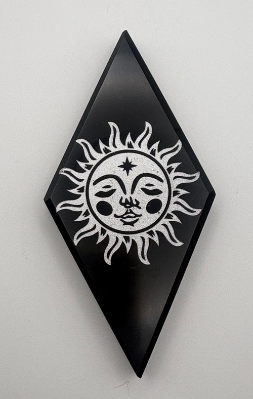 Black Obsidian Etched Diamond