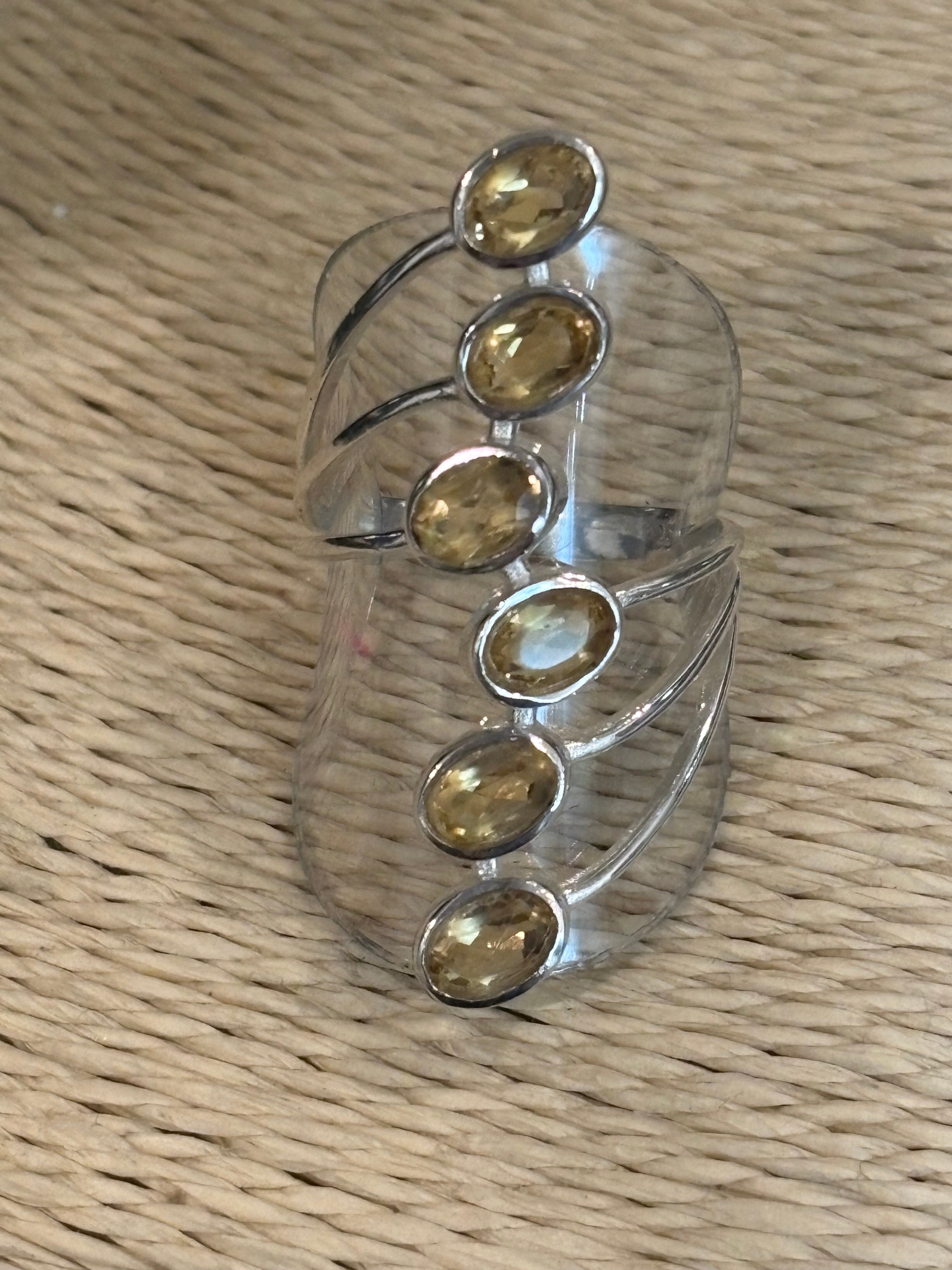 6 Stone Citrine Silver Ring