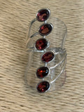 6 Stone Garnet Silver Ring
