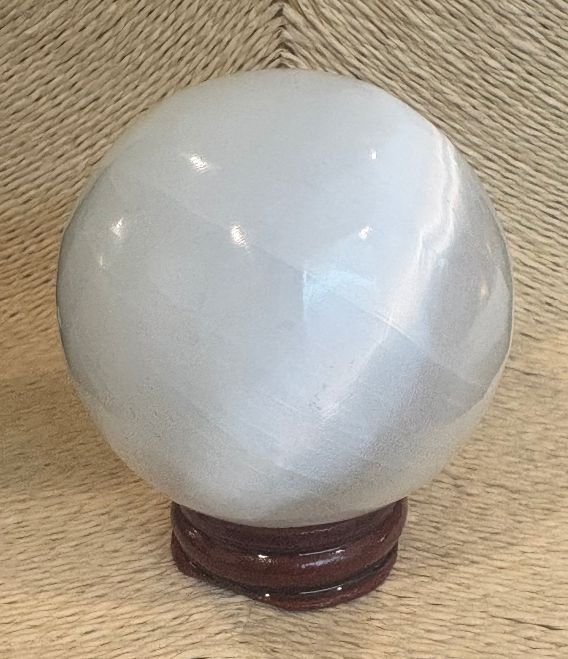 6cm Selenite Sphere With Wooden Stand