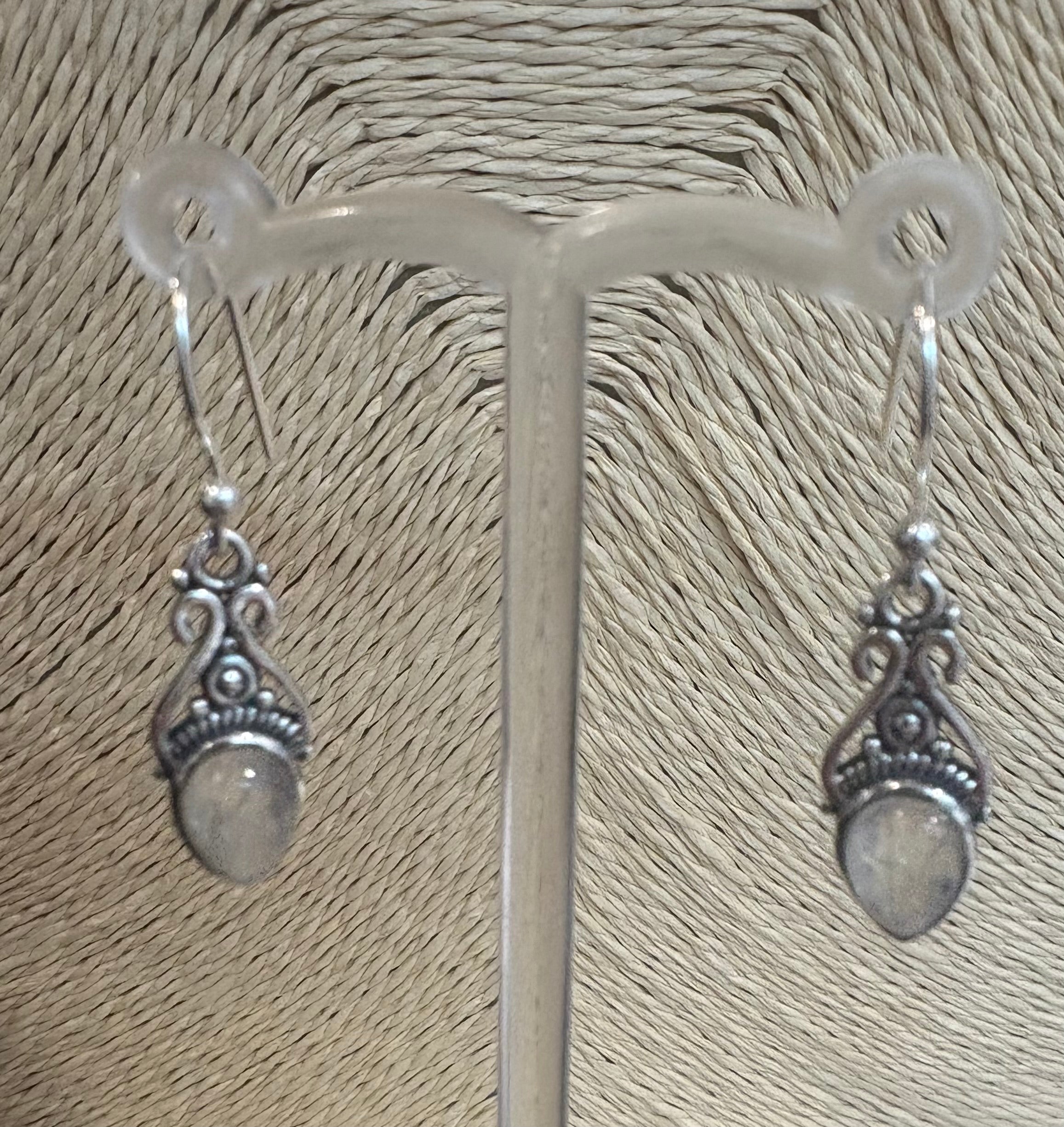 Moonstone Filagree Silver Earrings