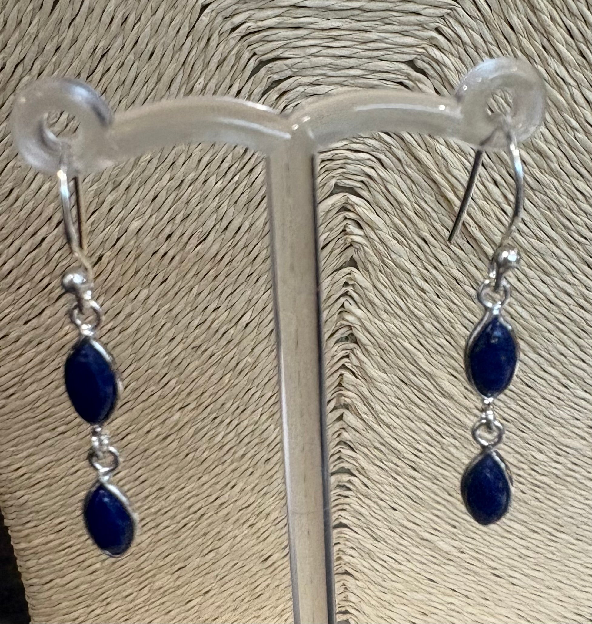 2 Stone Lapis Lazuli Earrings