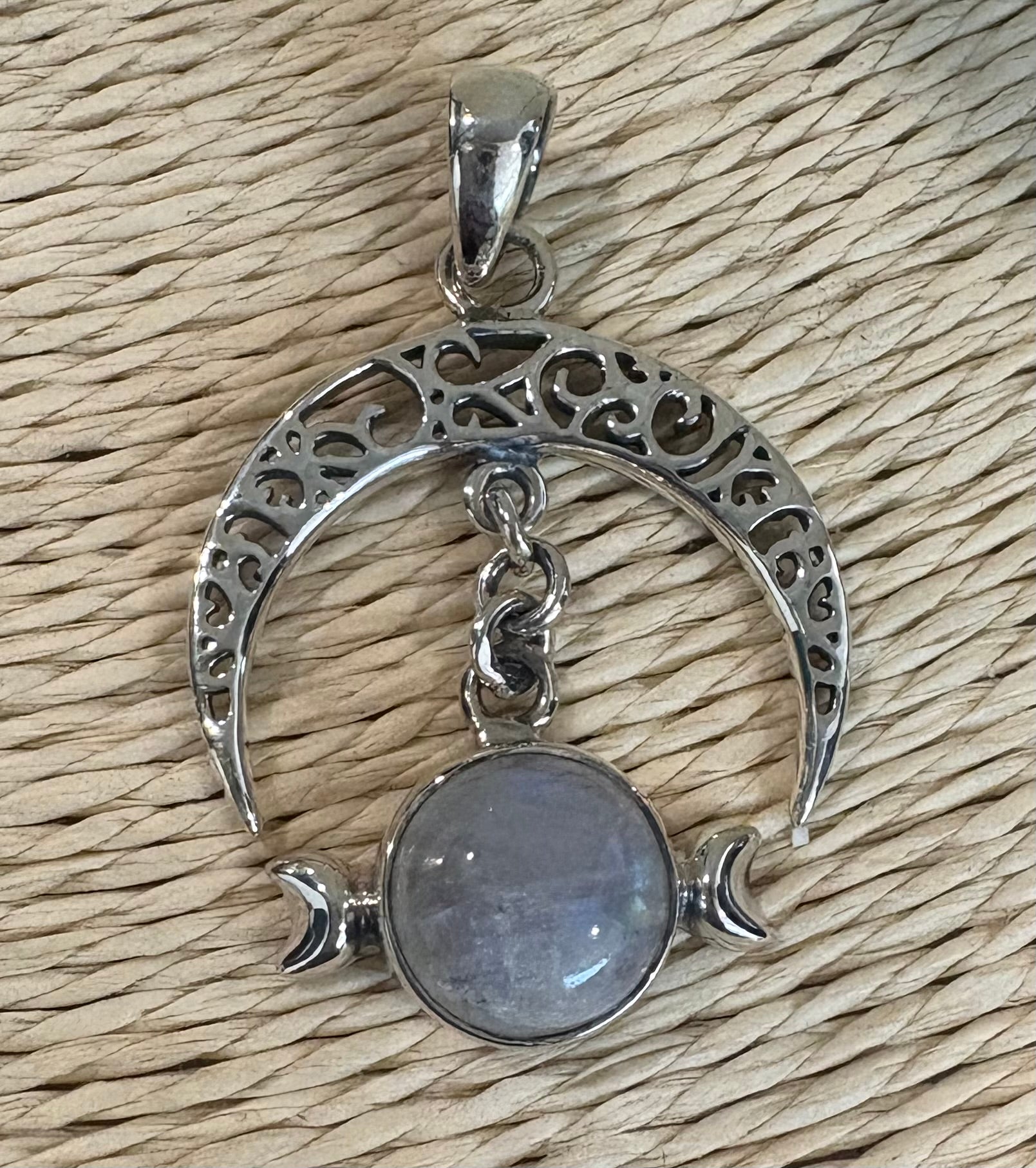 Moonstone Moon Pendant