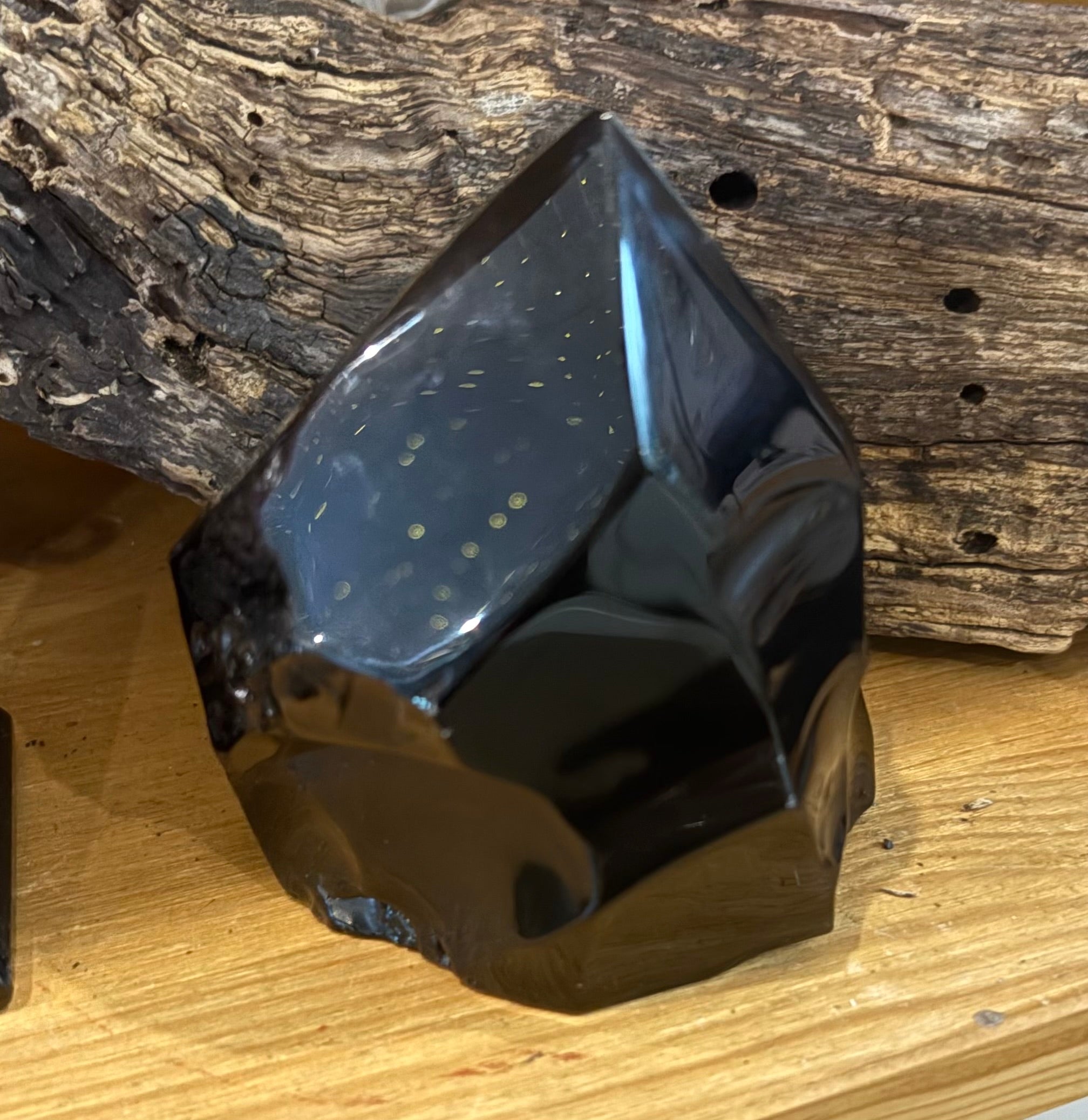 Black Obsidian Polished Point Sawn Base