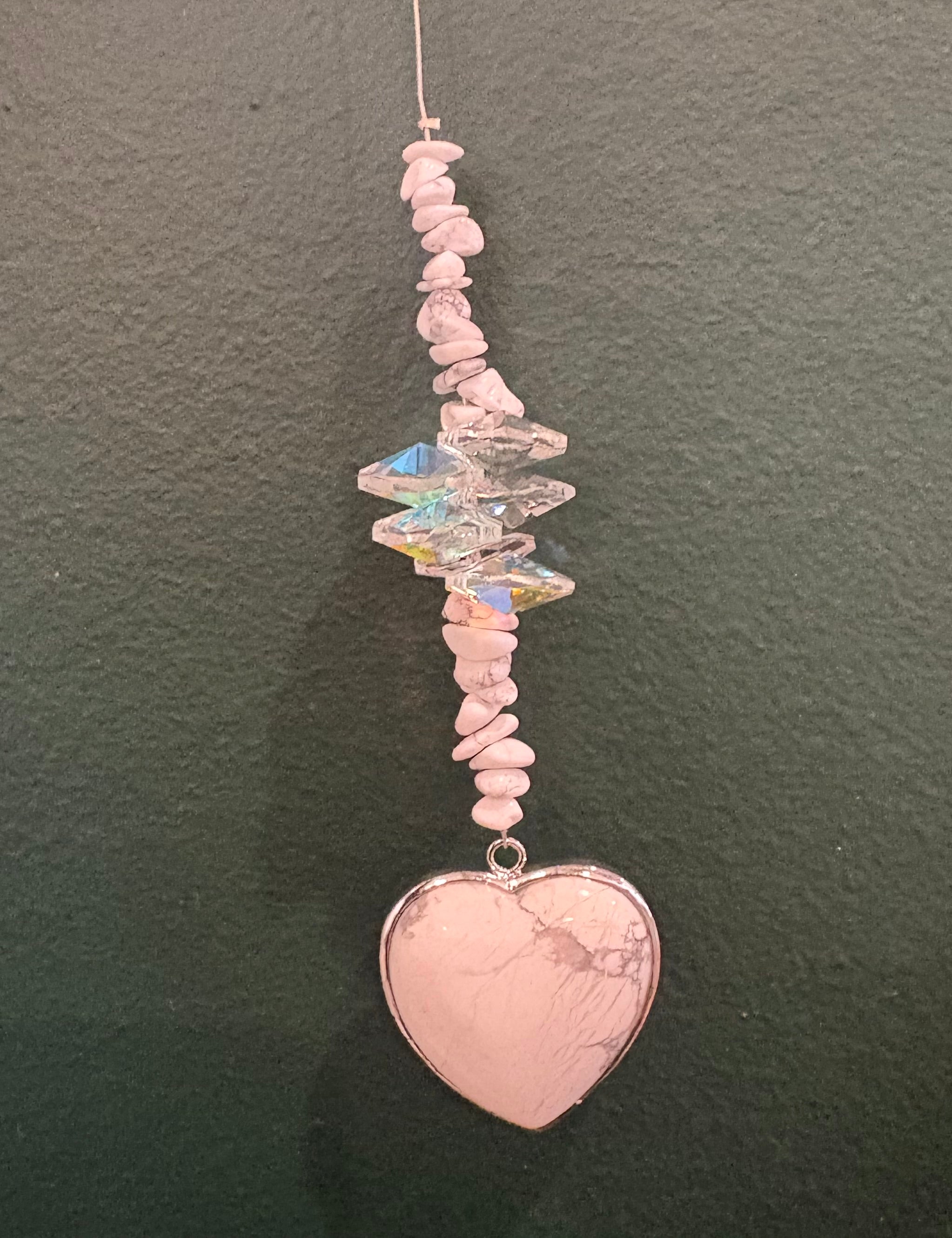 Large Heart Tumbled Stone Sun Catcher