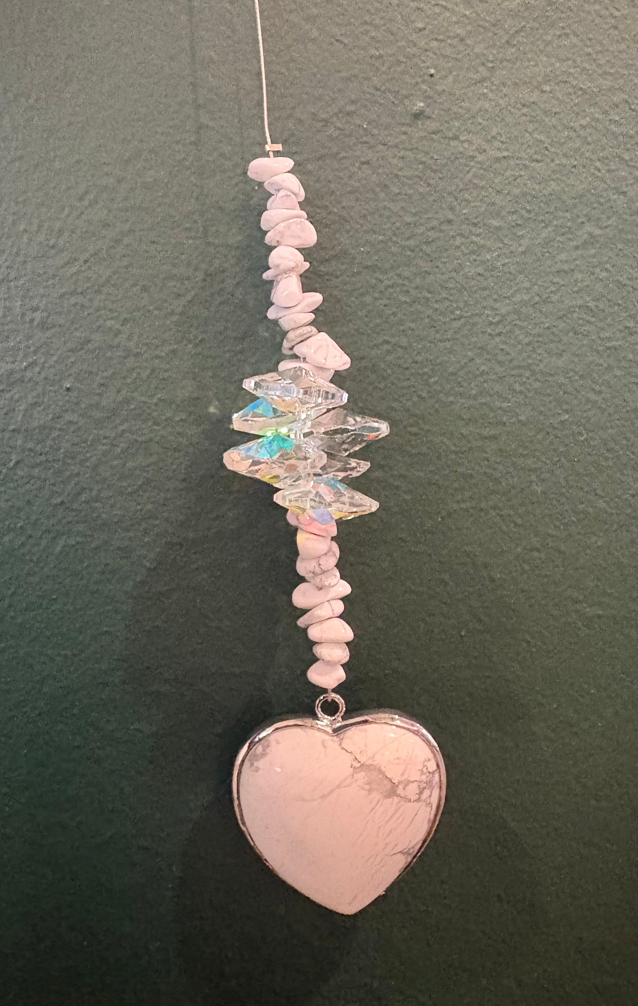 Large Heart Tumbled Stone Sun Catcher