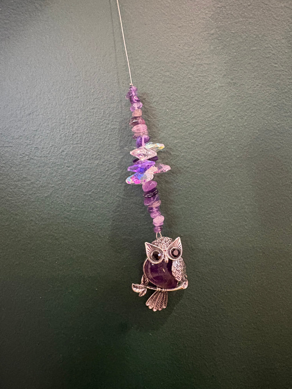Silver owl with Crystal Sun Catcher
