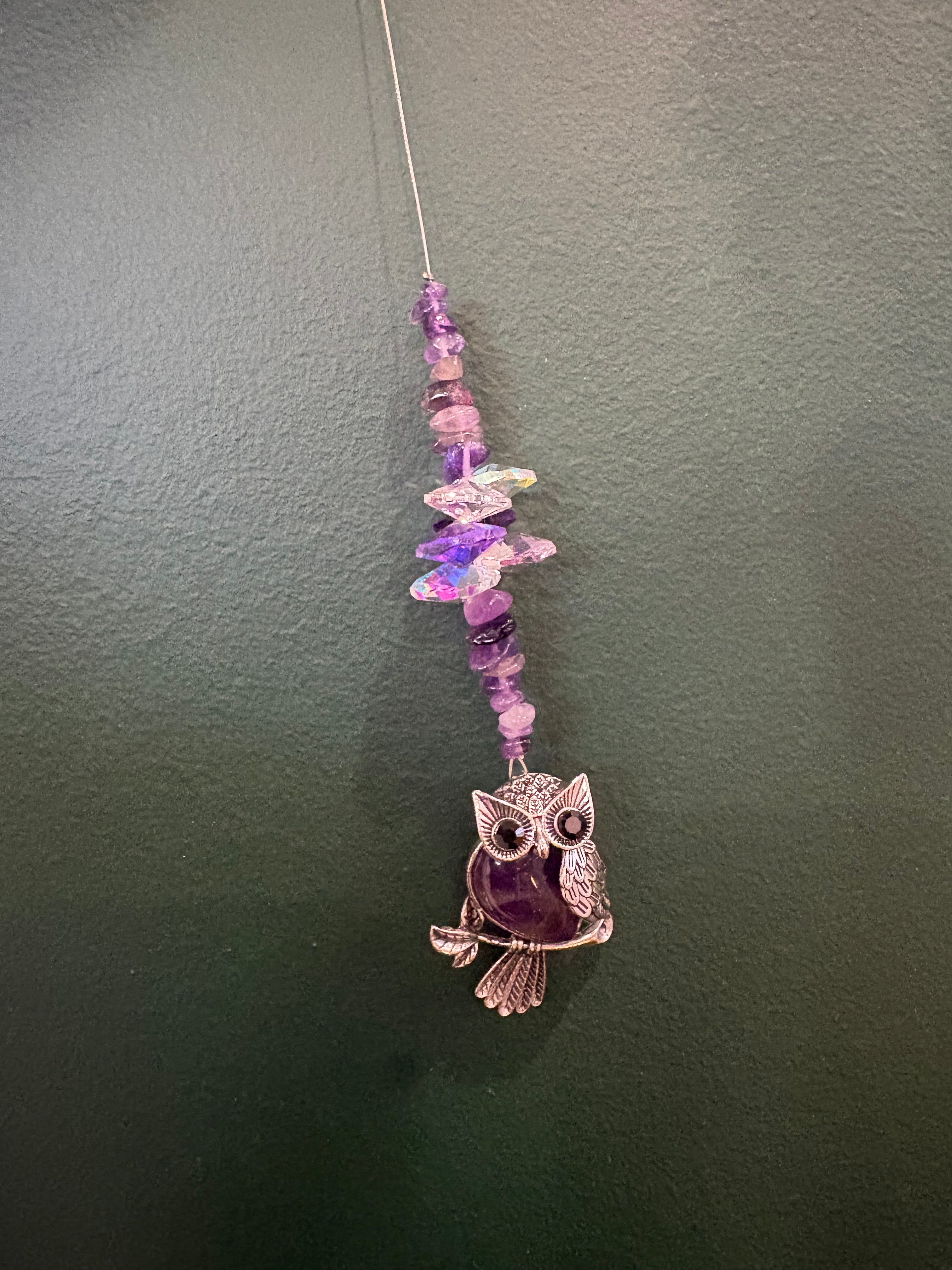 Silver owl with Crystal Sun Catcher