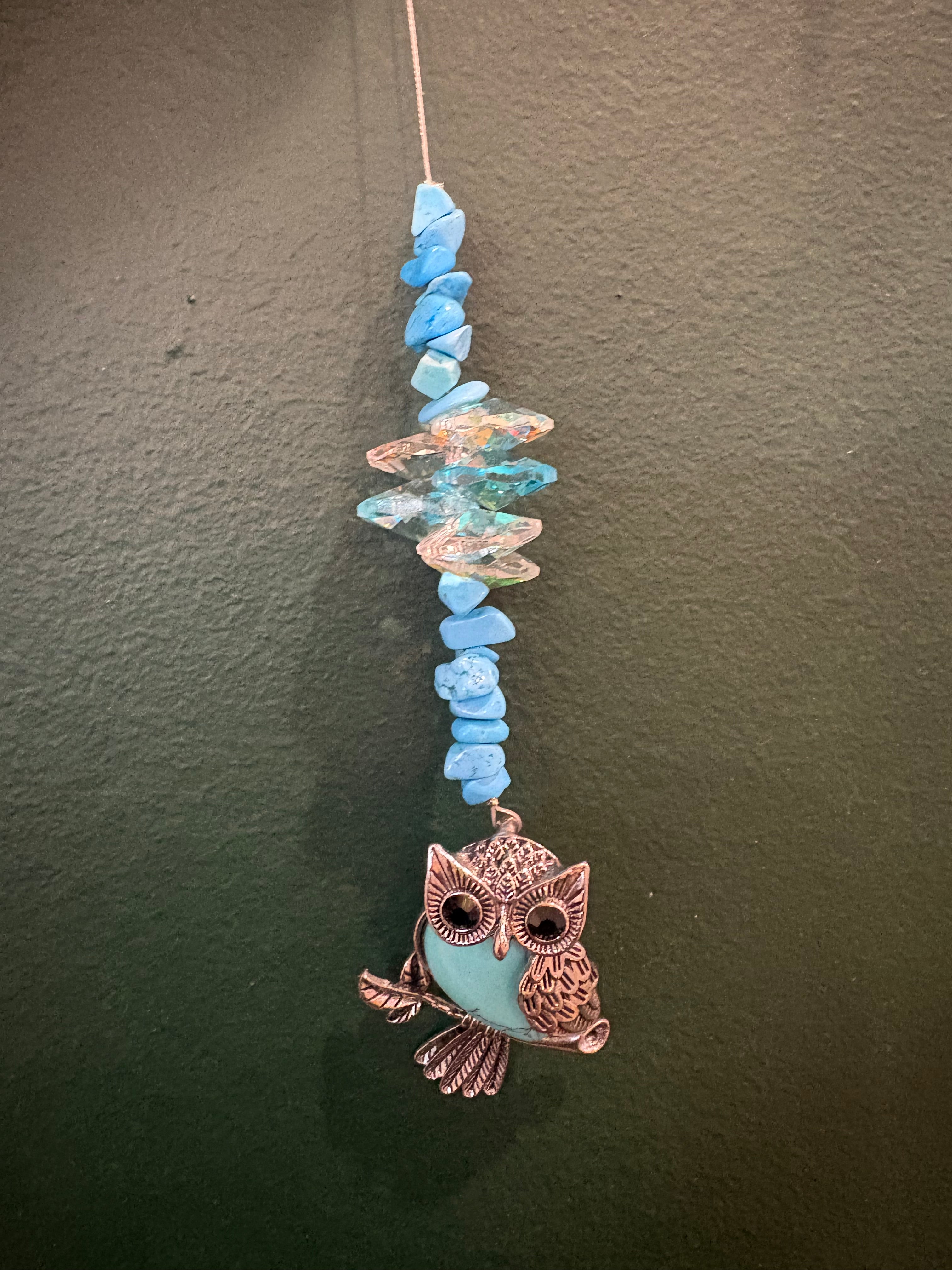 Silver owl with Crystal Sun Catcher