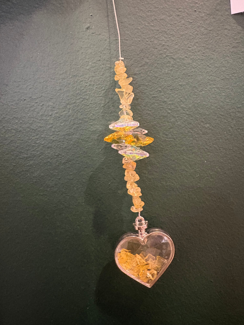 Heart Filled Crystal Chip Sun Catcher
