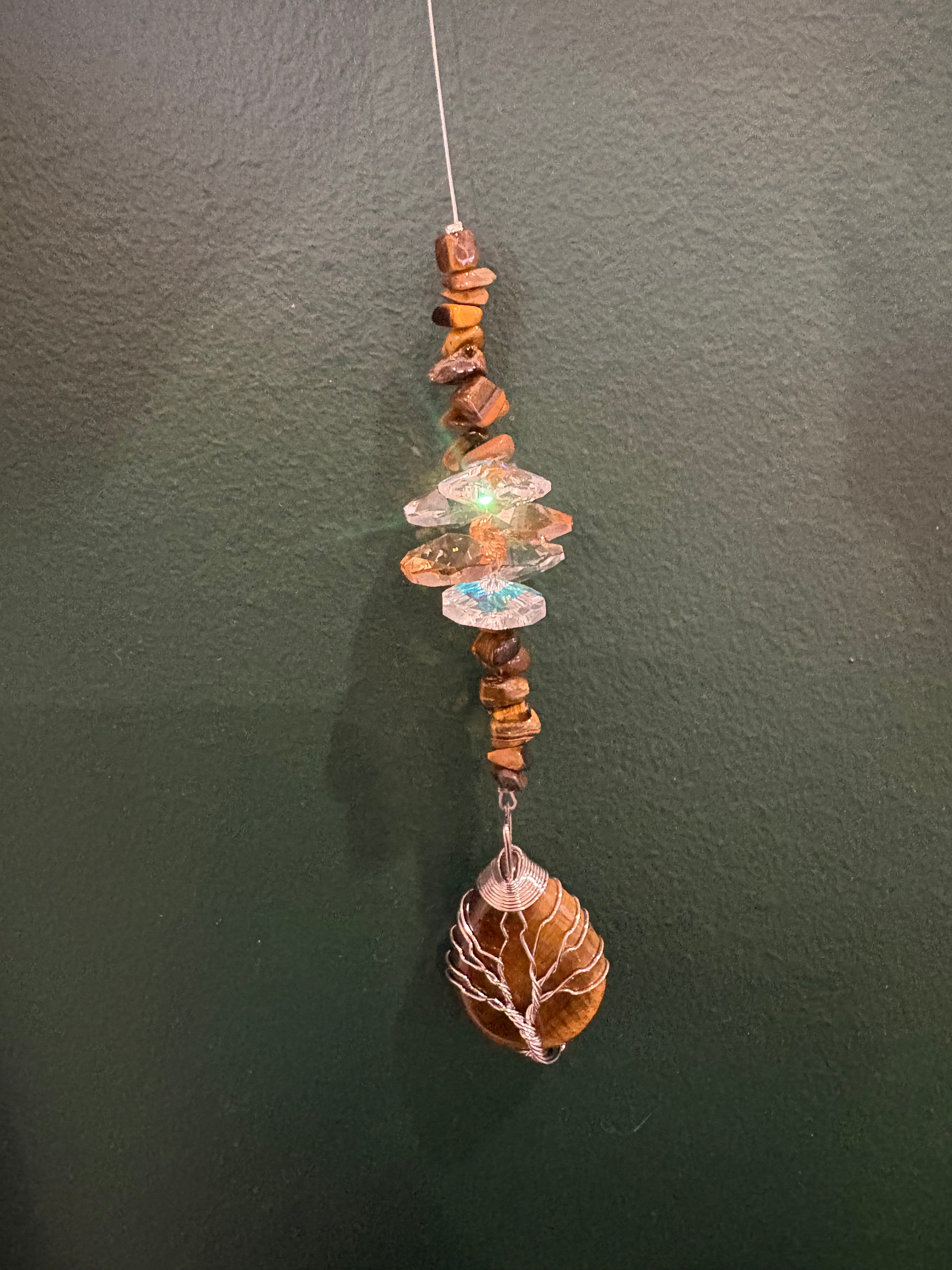 Sun Catcher Tree Of Life Wrapped Round Crystal