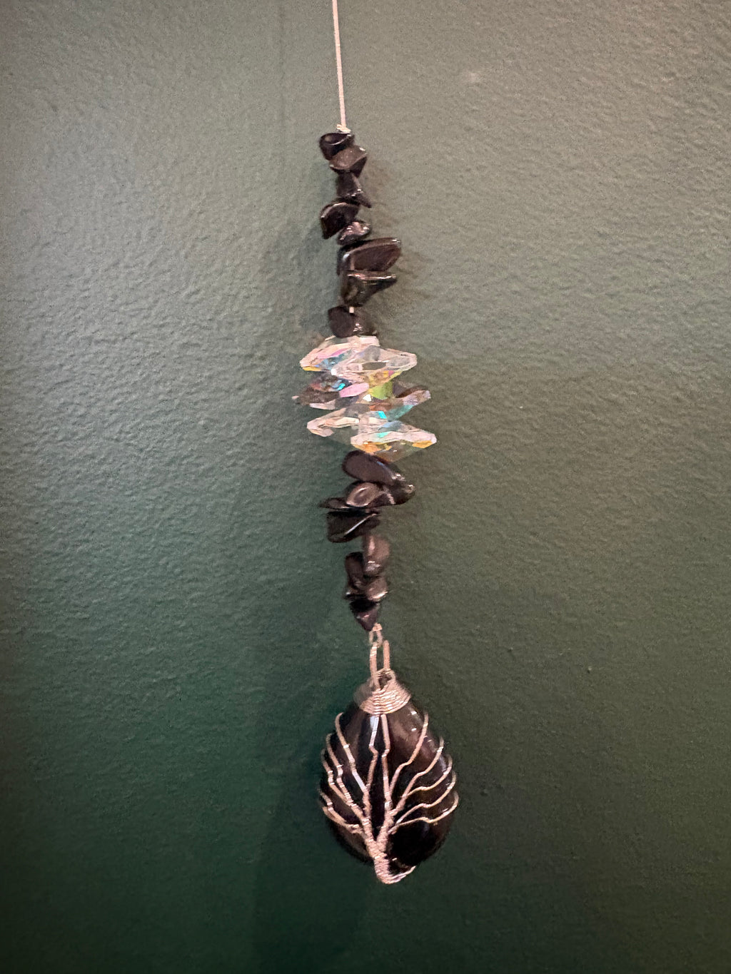 Sun Catcher Tree Of Life Wrapped Round Crystal