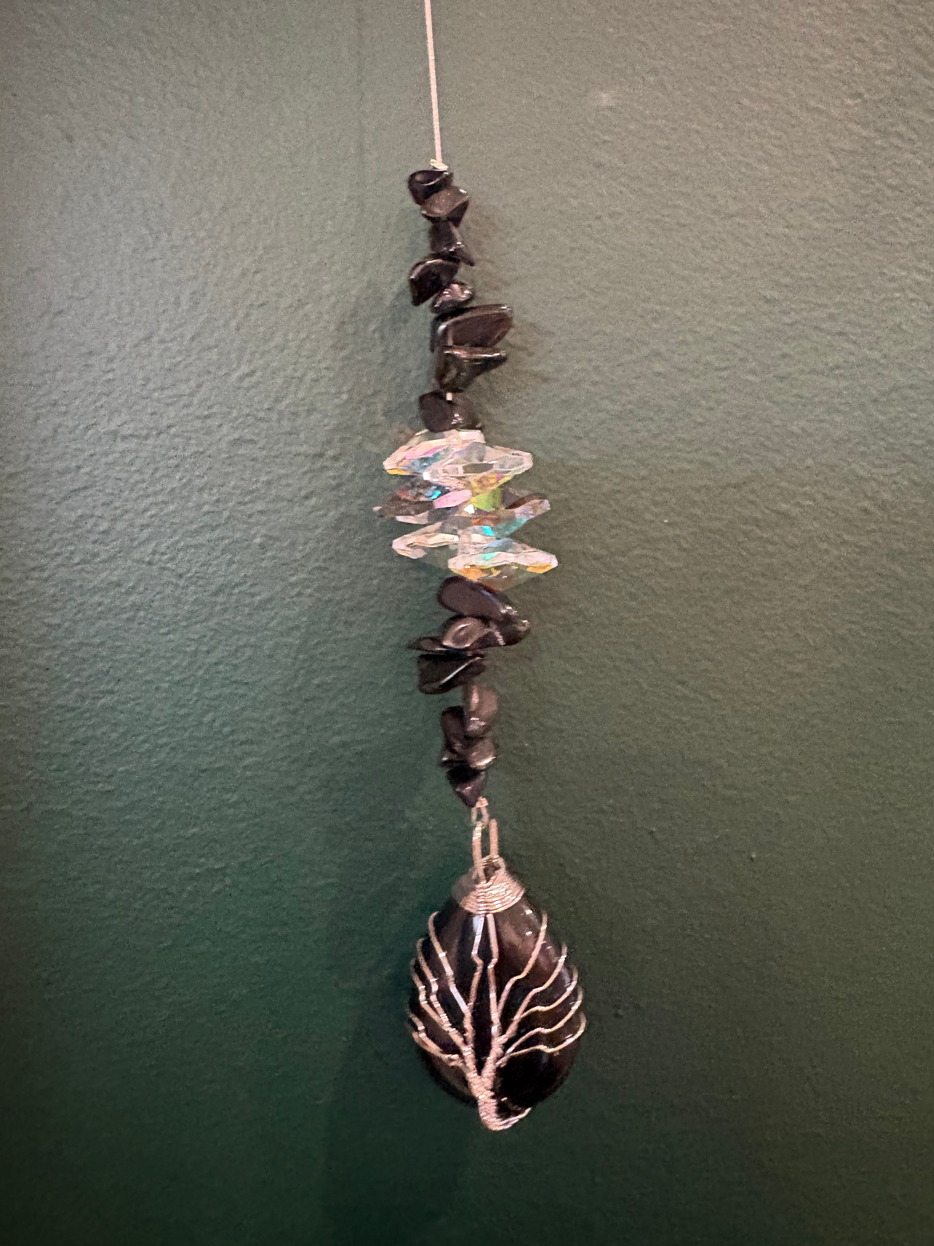 Sun Catcher Tree Of Life Wrapped Round Crystal