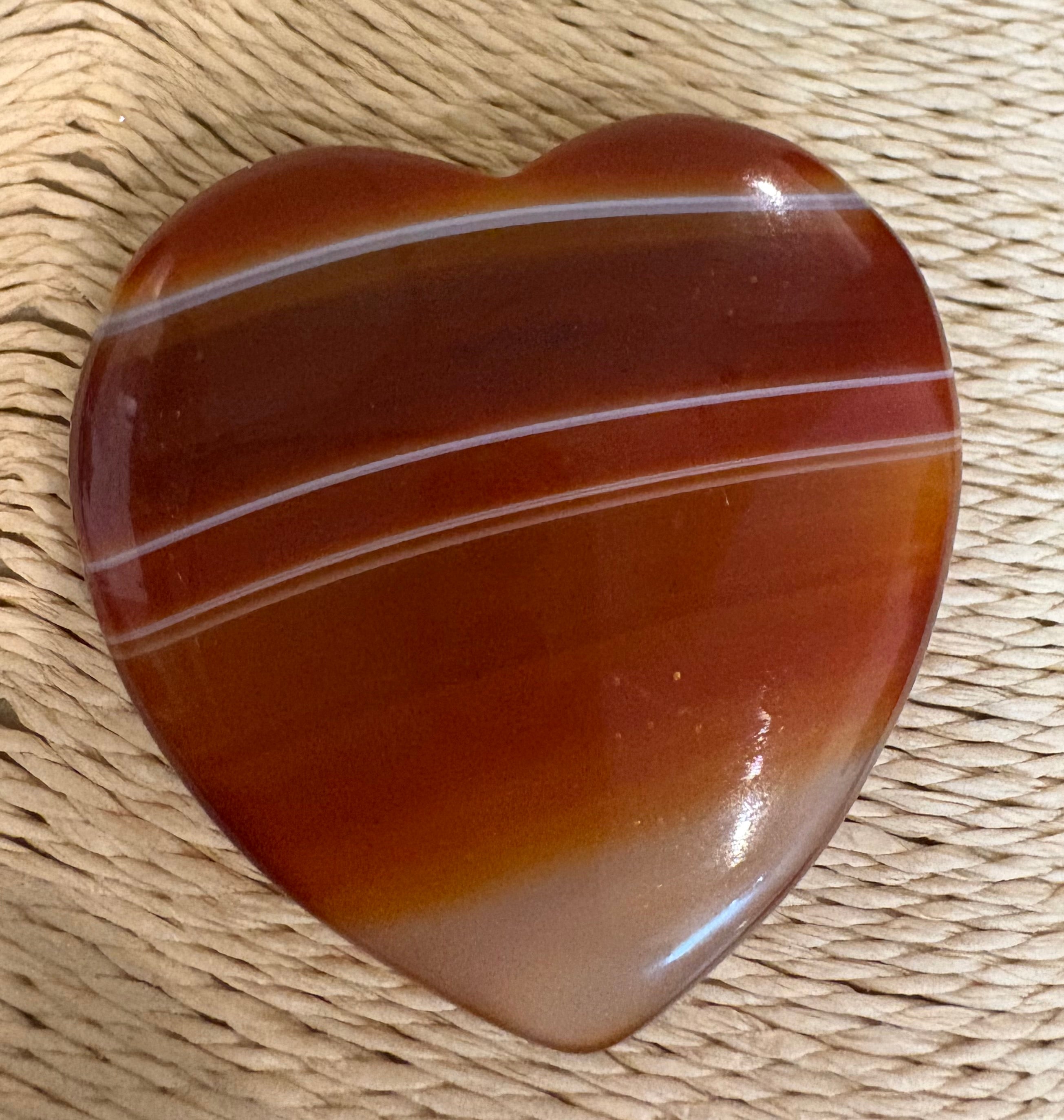 Carnelian Stripe Heart 5cm