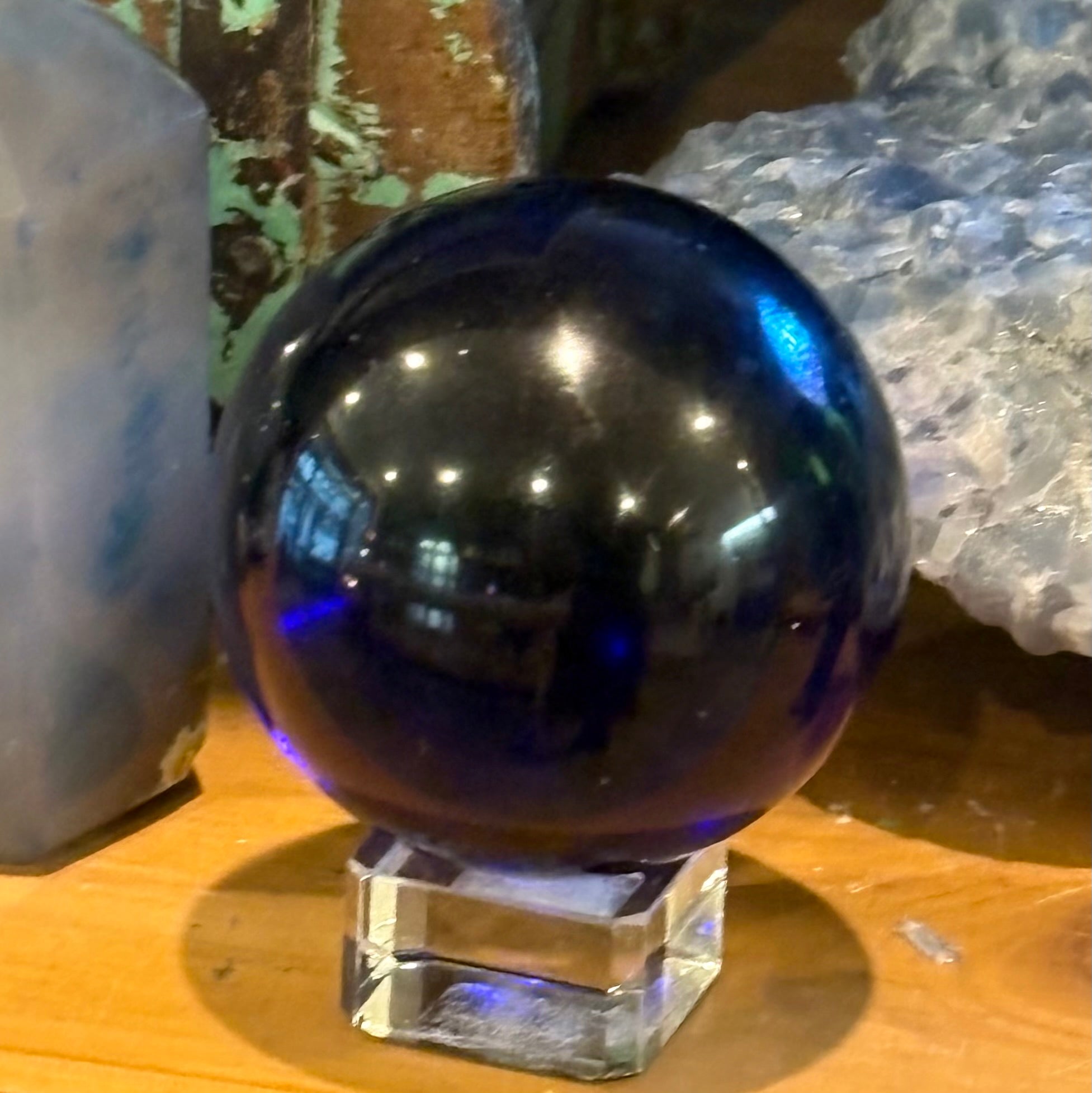 Dark Blue Obsidian Sphere