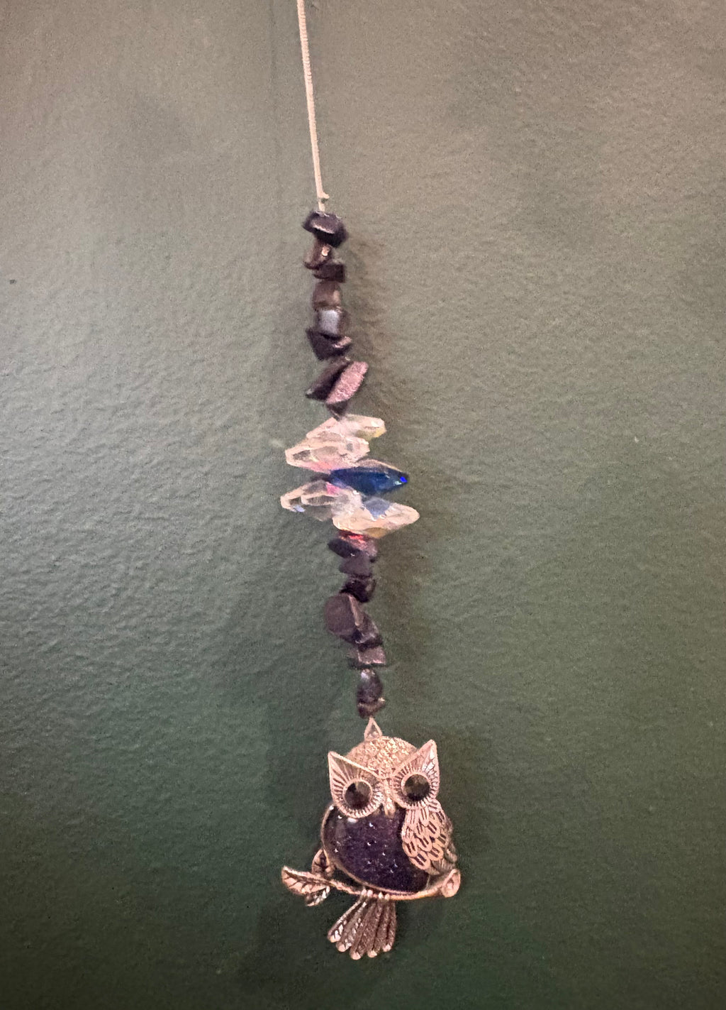 Silver owl with Crystal Sun Catcher