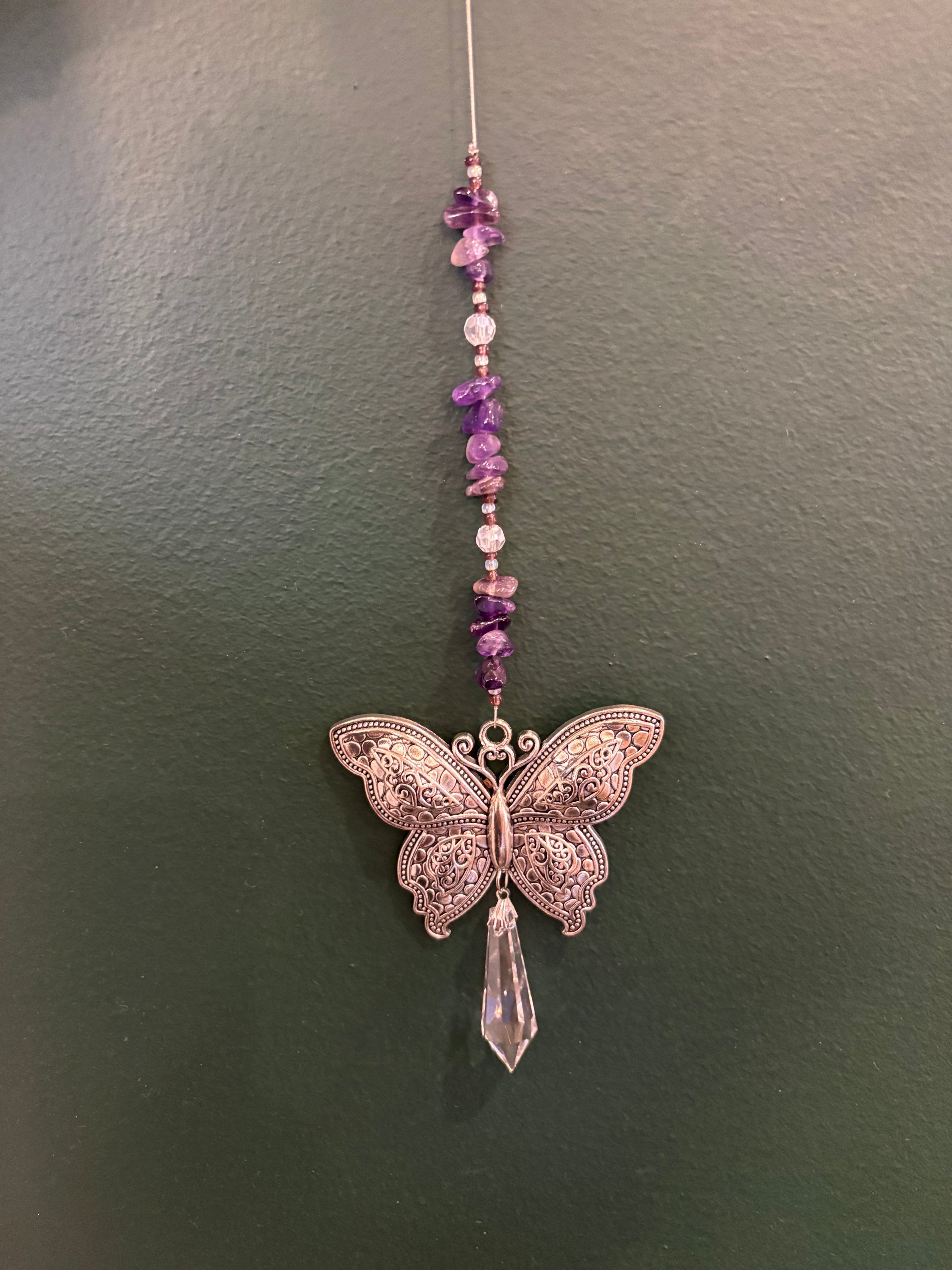 Large Silver Butterfly Sun Catcher