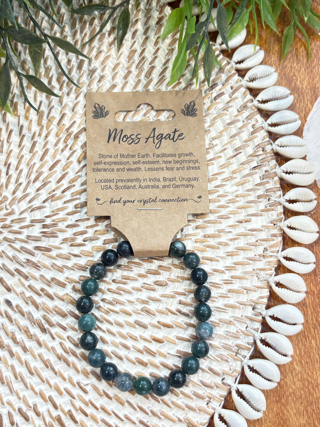 Moss Agate Crystal Bead Bracelet Medium