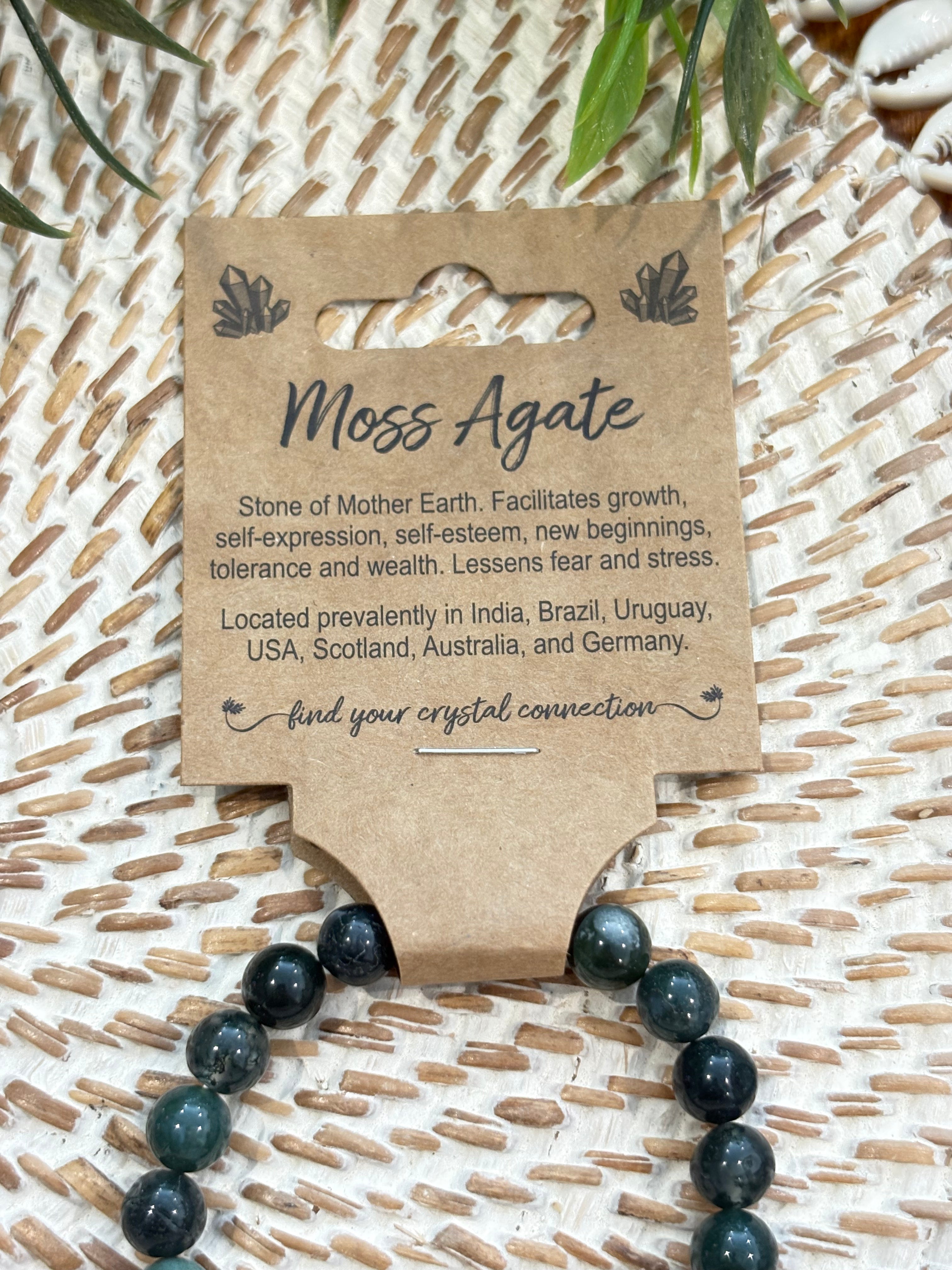 Moss Agate Crystal Bead Bracelet Medium