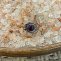 Amethyst Round Sterling Silver Ring