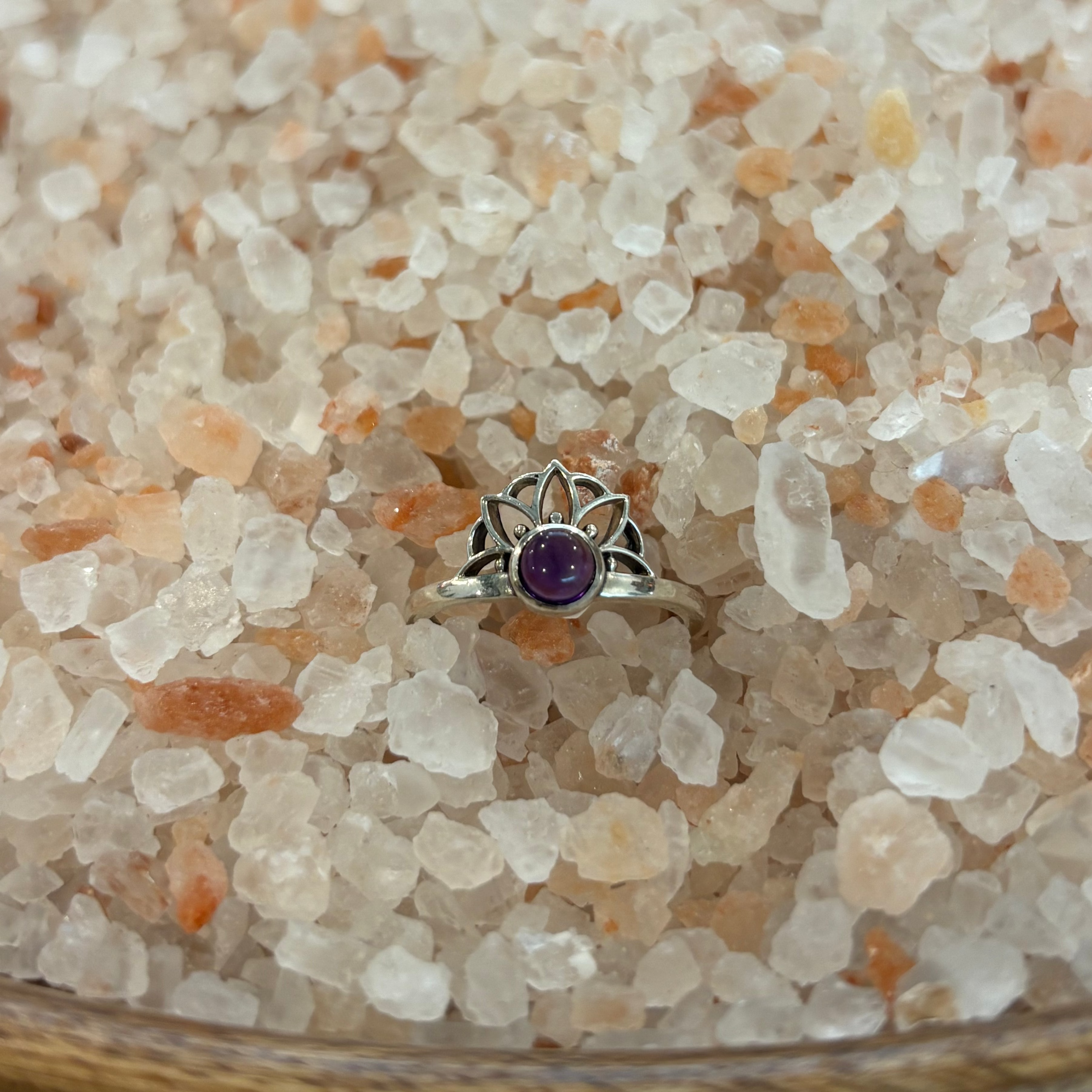 Amethyst Flower Sterling Silver Ring