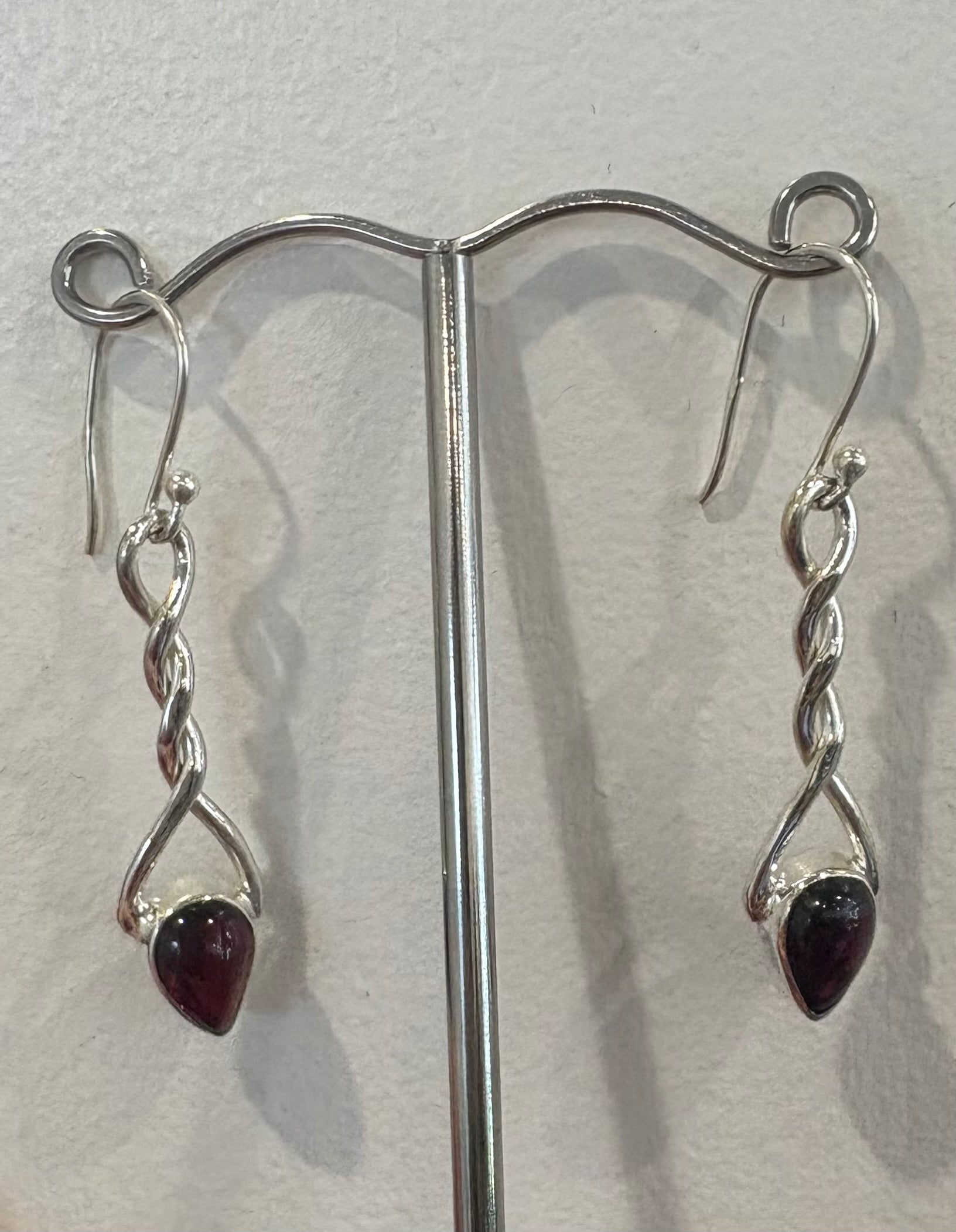 Garnet Silver Earrings