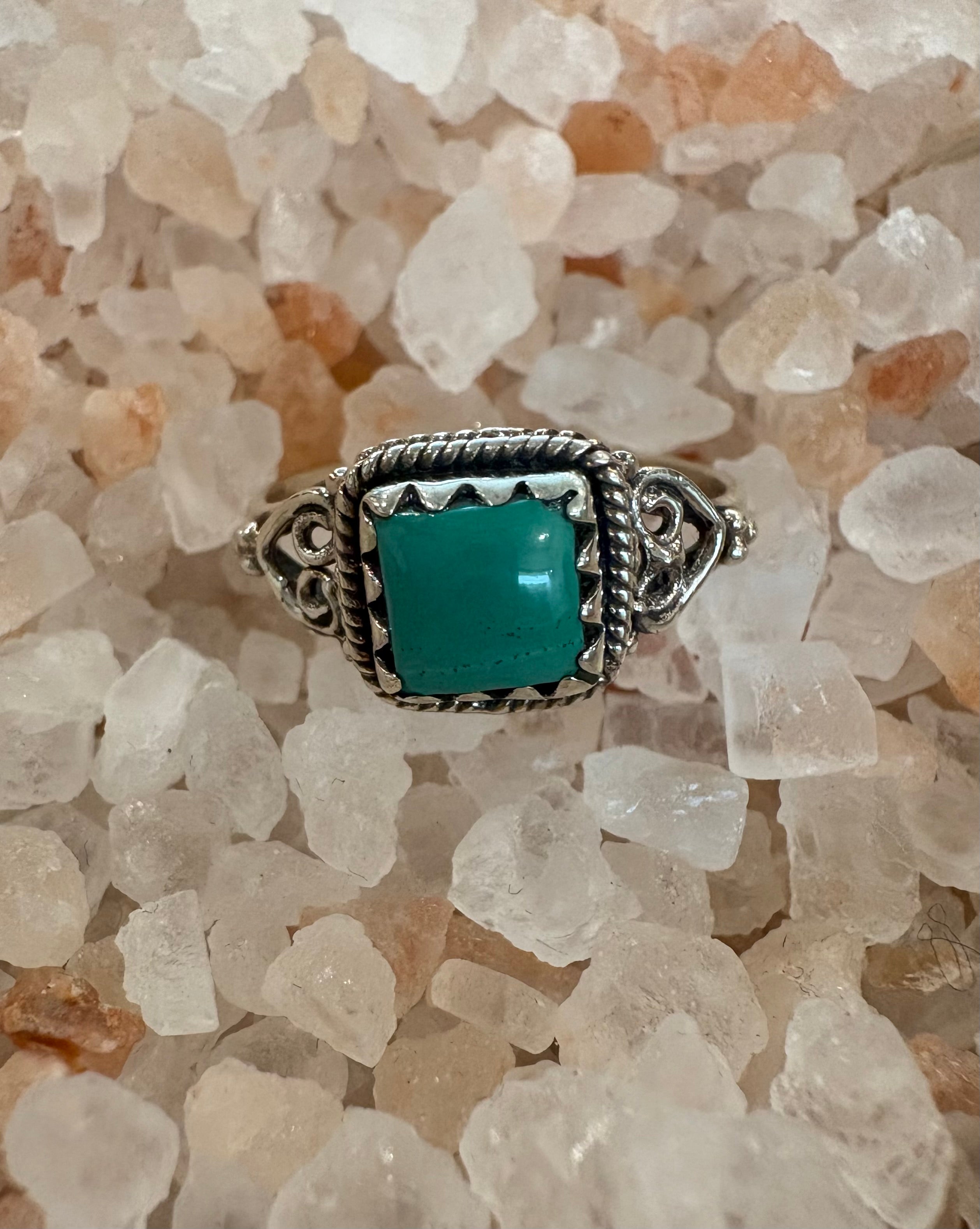 Malachite Square Silver Ring