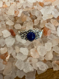 Lapis Lazuli Silver Flower Ring