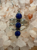 Lapis Lazuli 3 Stone Silver Ring