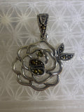 Marcasite Silver Flower Pendant