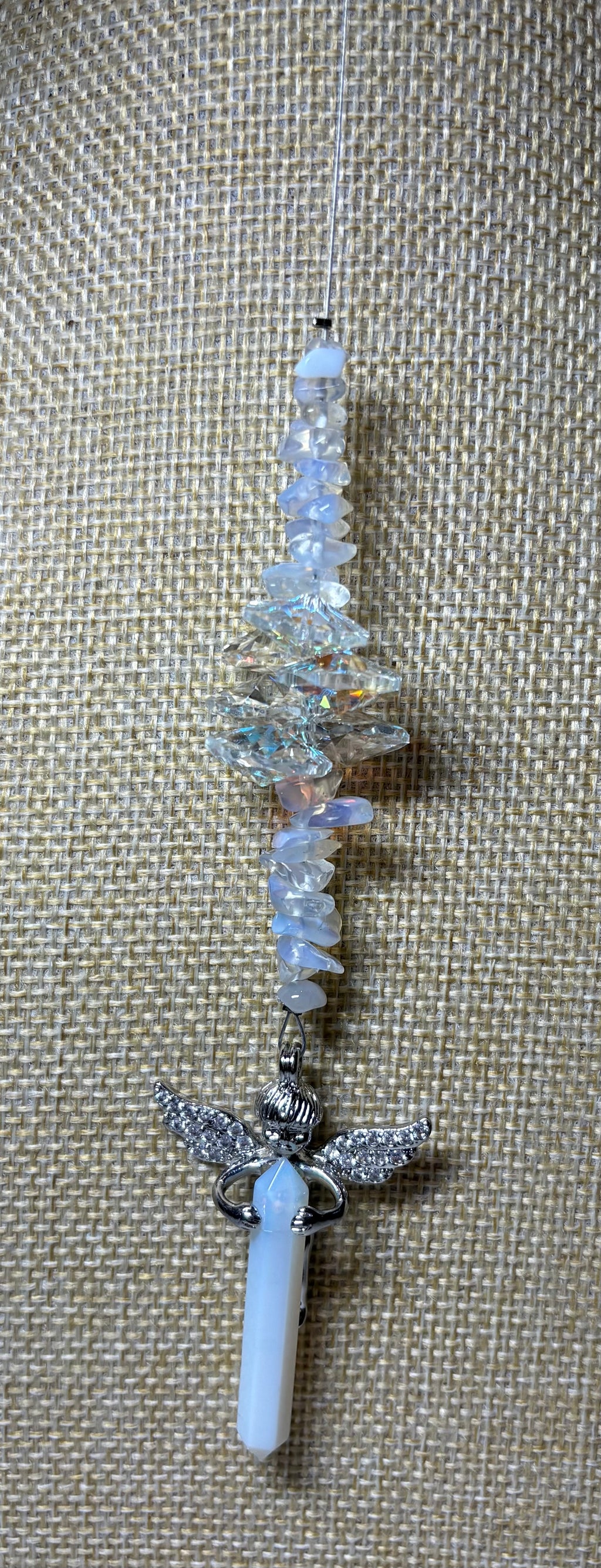 Silver Cherub Holding Crystal Sun Catcher