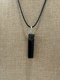 Moldavite and Black Tourmaline Pendant