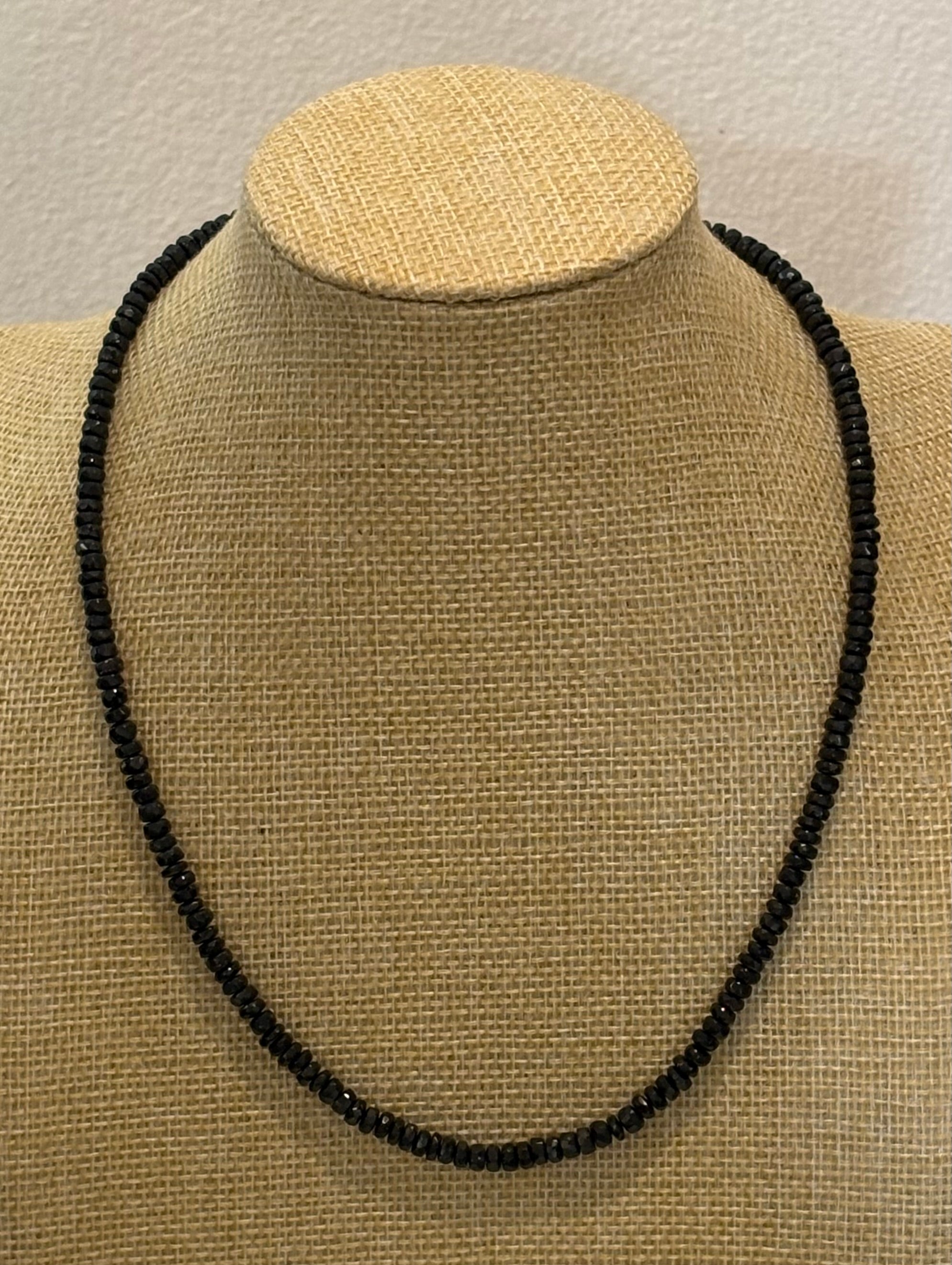 Black Tourmaline Faceted Sterling Silver Necklace