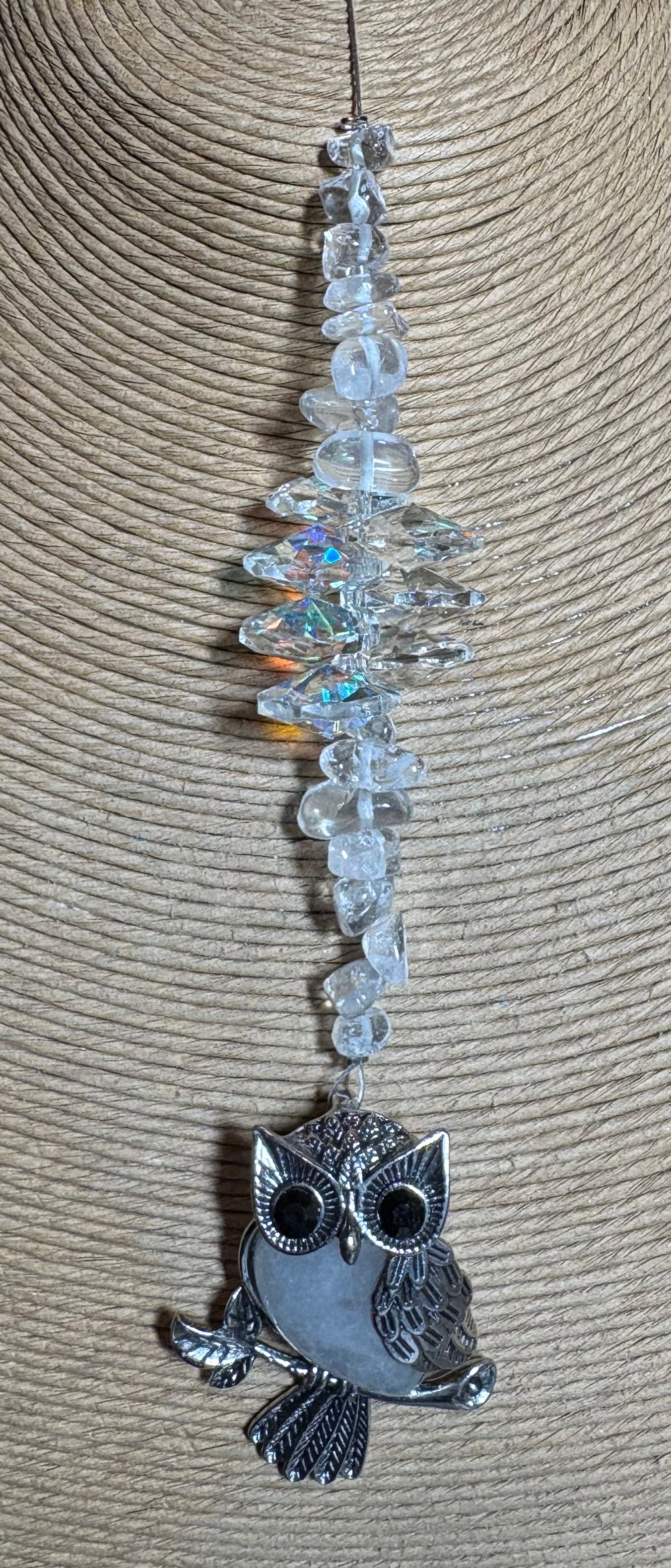 Silver owl with Crystal Sun Catcher