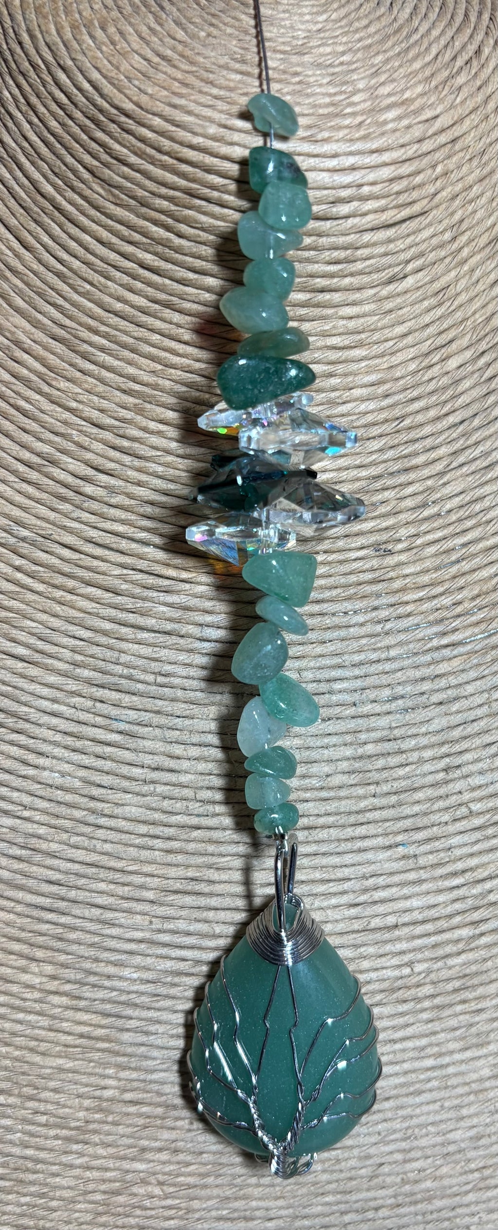 Tear Drop Crystal with Wire Tree of Life