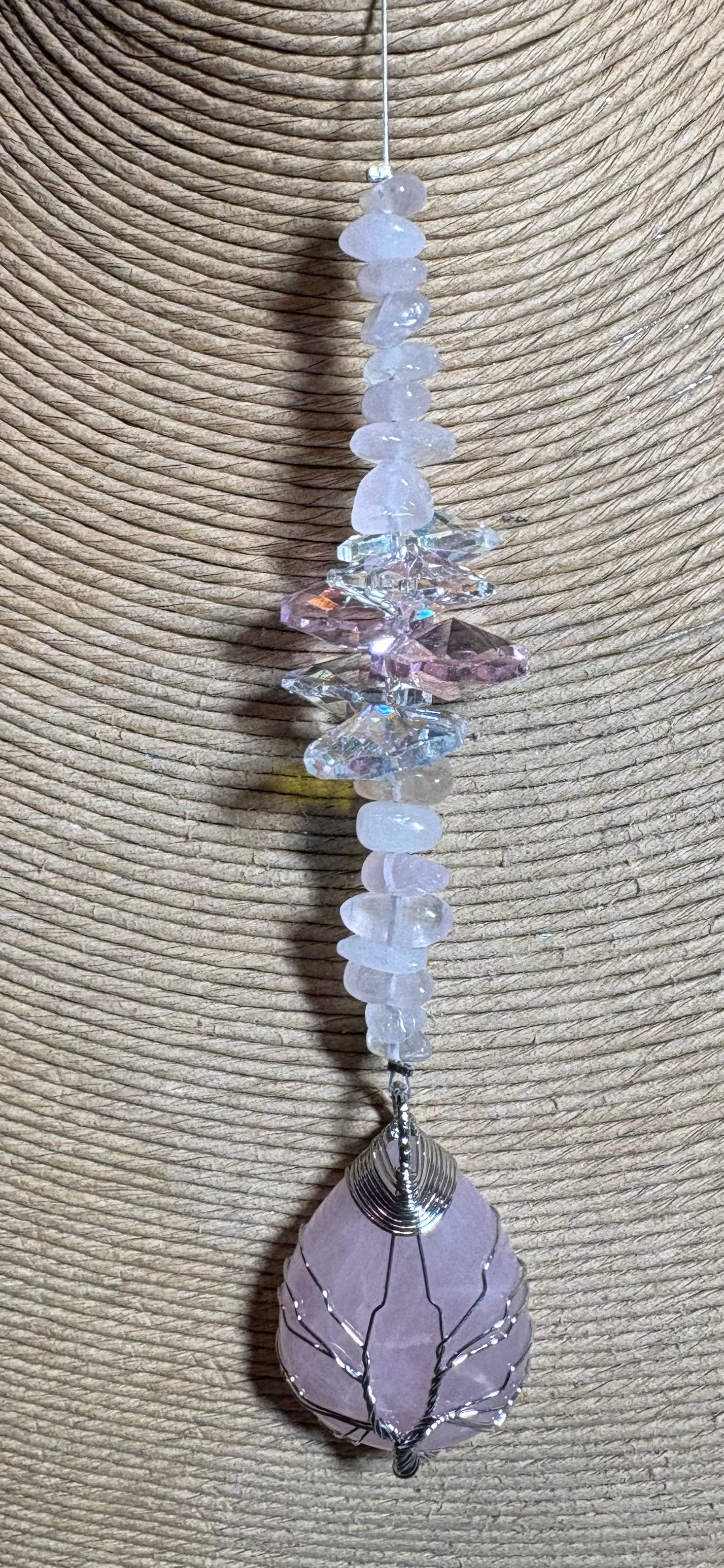Tear Drop Crystal with Wire Tree of Life