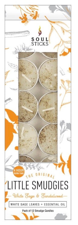 Soul Sticks White Sage & Sandalwood 12pk Smudge Soy T-Light Candle