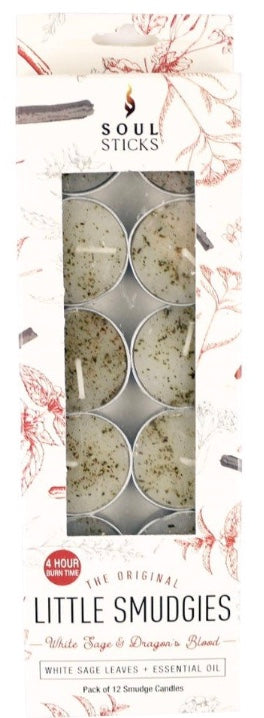 Soul Sticks White Sage & Dragons Blood 12pk Smudge Soy T-Light Candle