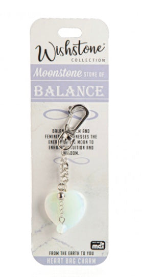 Wishstone Moonstone Heart Bag Charm