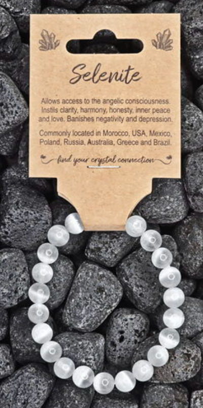 Selenite Crystal Bead Bracelet Medium