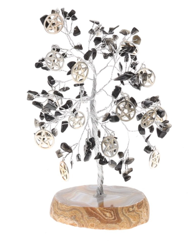 Black Obsidian Pentacle Gem Tree
