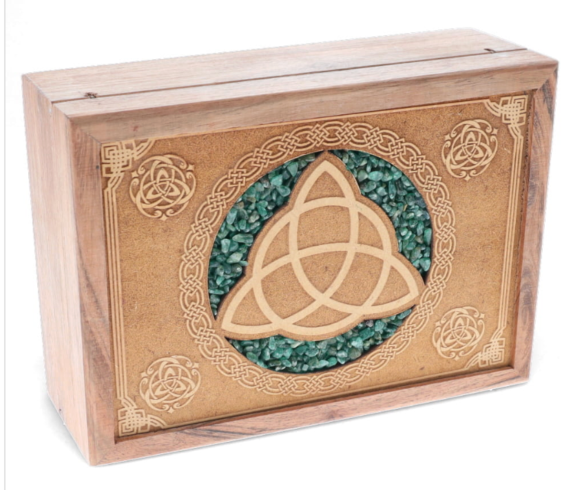 Triquetra with Green Aventurine Wooden Box
