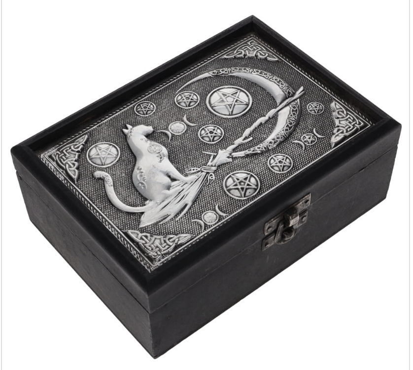 Cat and Pentacle Wooden Box