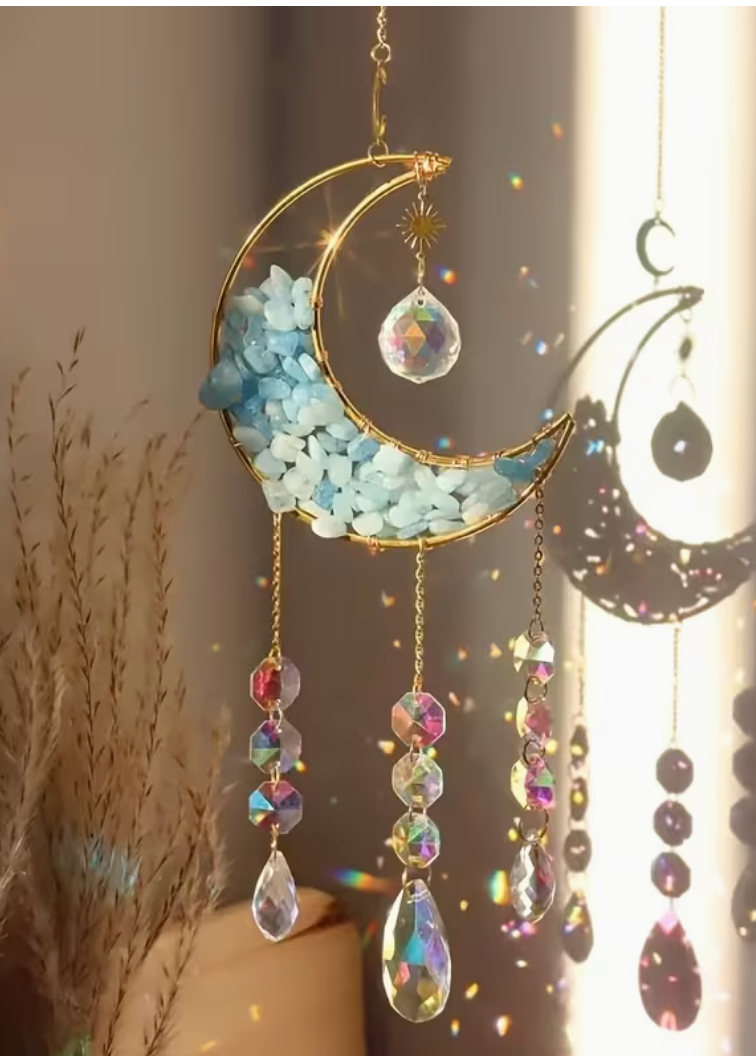 Blue Quartz Moon Sun Catcher
